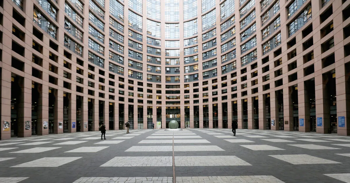 People arrive in the inner courtyard of the European Parliament on May 11, 2016 in Strasbourg, France.(Christopher Furlong/Getty Images)