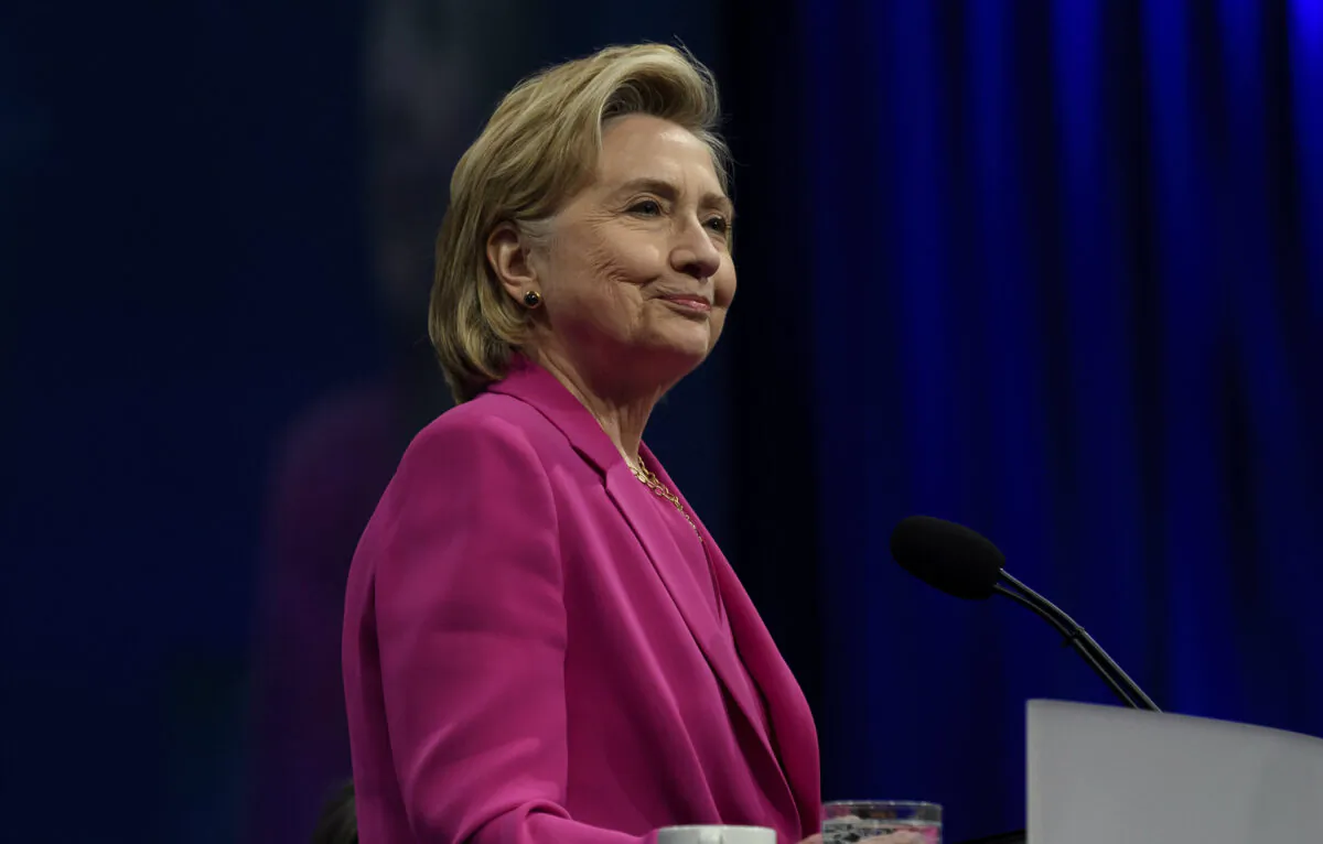Former U.S. secretary of state Hillary Clinton speaks at the annual convention of the American Federation of Teachers at the David L. Lawrence Convention Center in Pittsburgh, Pa., on July 13, 2018. (Jeff Swensen/Getty Images)