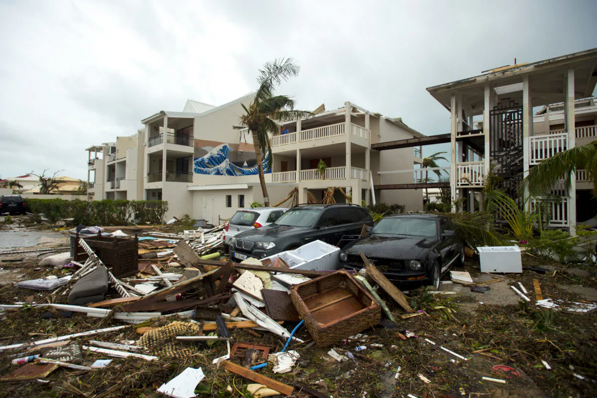 A photo taken on September 6, 2017 shows damage outside the "Mercure" hotel in Marigot, on the Bay of Nettle, on the island of Saint-Martin in the northeast Caribbean, after the passage of Hurricane Irma. 
(Lionel Chamoiseau/AFP/Getty Images)
