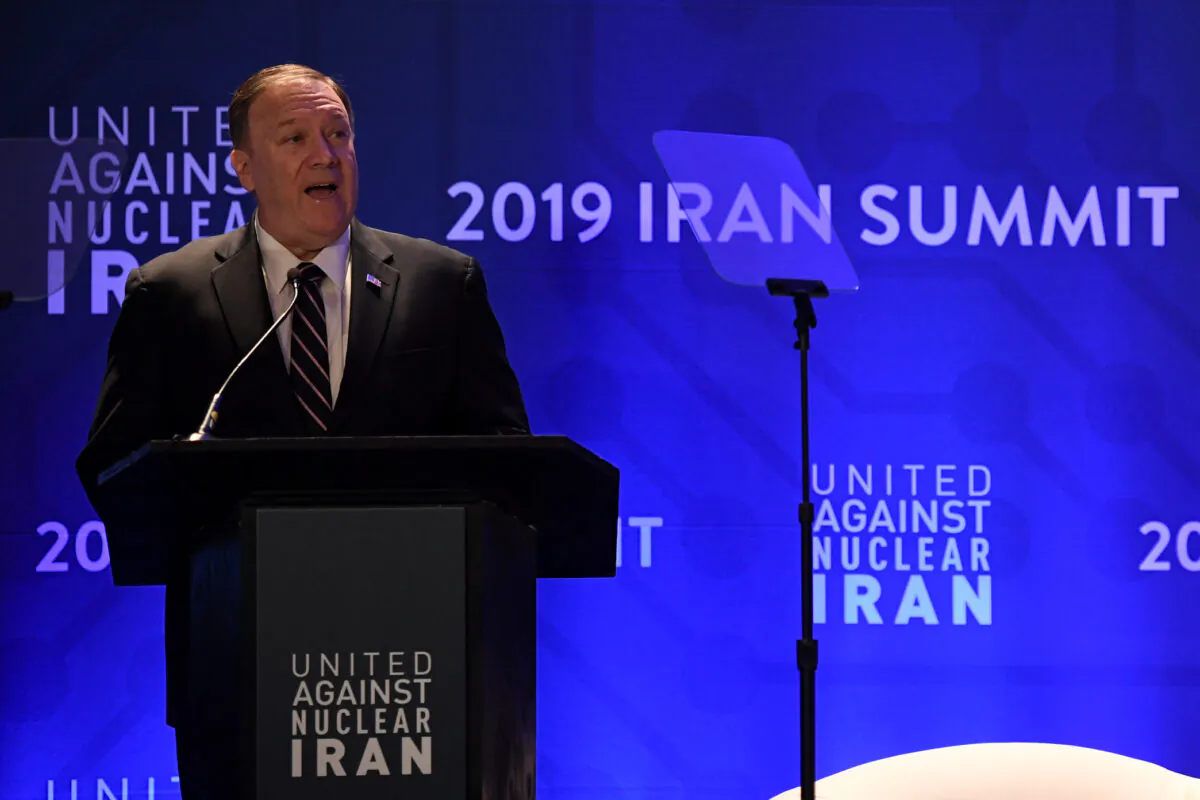 U.S. Secretary of State Mike Pompeo speaks during the United Against Nuclear Iran Summit on the sidelines of the United Nations General Assembly in New York City, U.S. on Sept. 25, 2019. (Darren Ornitz/Reuters)