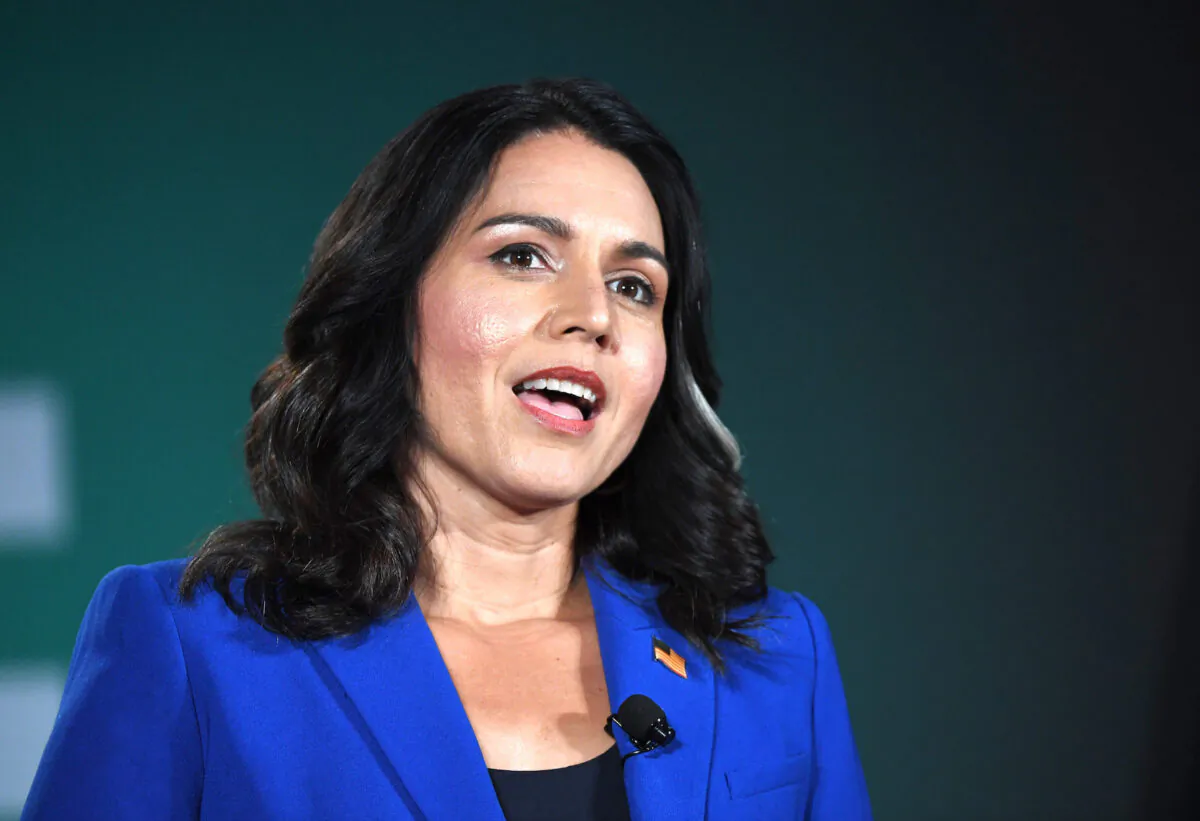 Democratic presidential candidate Rep. Tulsi Gabbard (D-Hawaii) speaks during the 2020 Public Service Forum hosted by the American Federation of State, County and Municipal Employees at UNLV in Las Vegas, Nevada, on Aug. 3, 2019. (Ethan Miller/Getty Images)