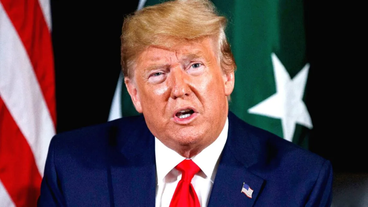 President Donald Trump speaks during a meeting with Pakistani Prime Minister Imran Khan at the InterContinental Barclay hotel during the United Nations General Assembly in New York on Sept. 23, 2019. (Evan Vucci/AP Photo)