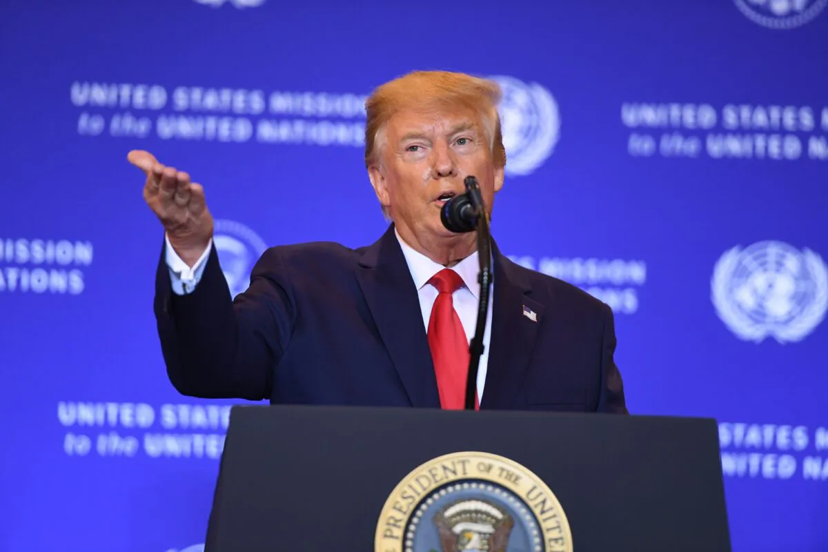 President Donald Trump holds a press conference on the sidelines of the United Nations General Assembly in New York on Sept. 25, 2019. (Saul Loeb/AFP/Getty Images)