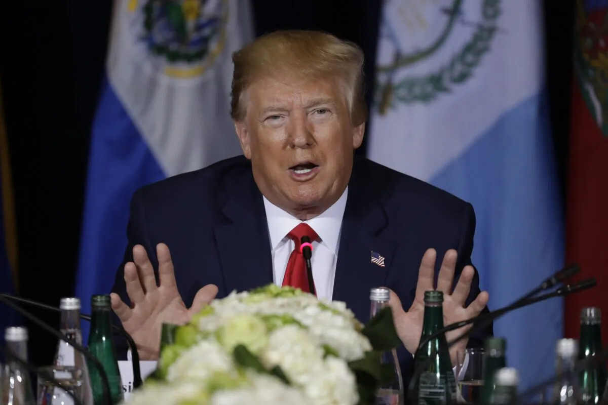 President Donald Trump speaks at a multilateral meeting on Venezuela at the InterContinental New York Barclay hotel during the United Nations General Assembly in New York on Sept. 25, 2019. (Evan Vucci/AP Photo)