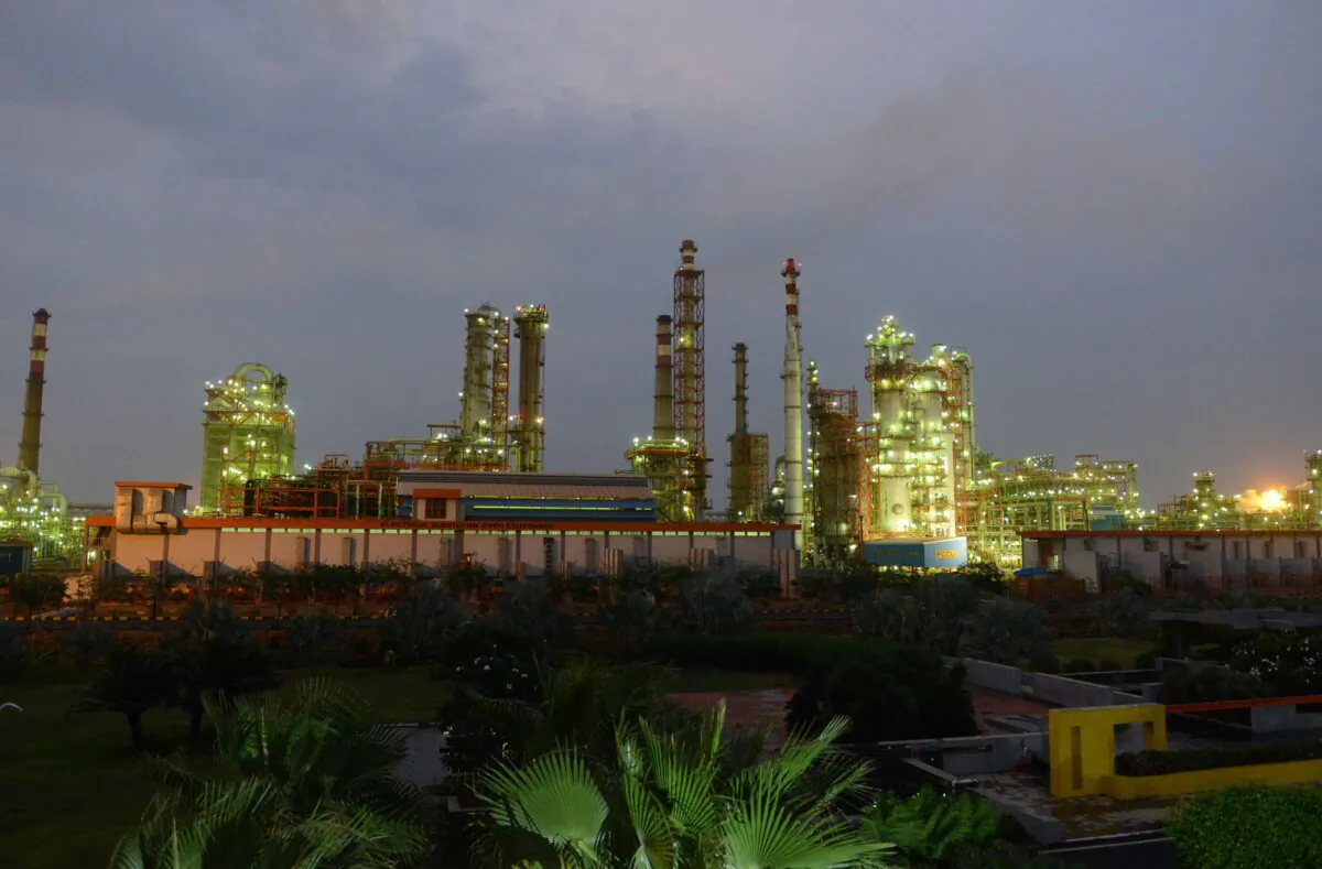 An Indian Oil Refinery of Essar Oil is seen at Vadinar village, near Jamnagar, India, on Oct. 4, 2016. (Sam Panthaky/AFP/Getty Images)