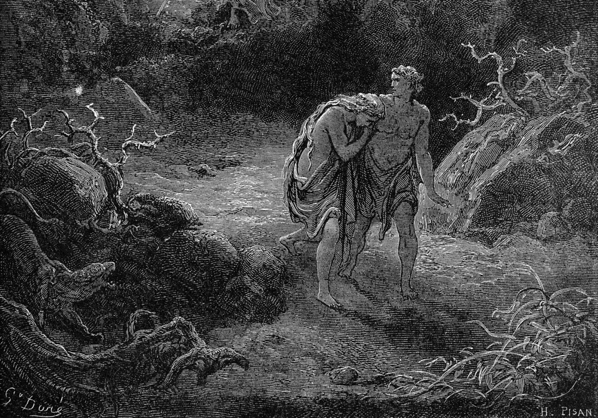A detail from “The Expulsion of Adam and Eve from Paradise,” 1866, by Gustave Doré for “La Grande Bible de Tours.” (US-PD)