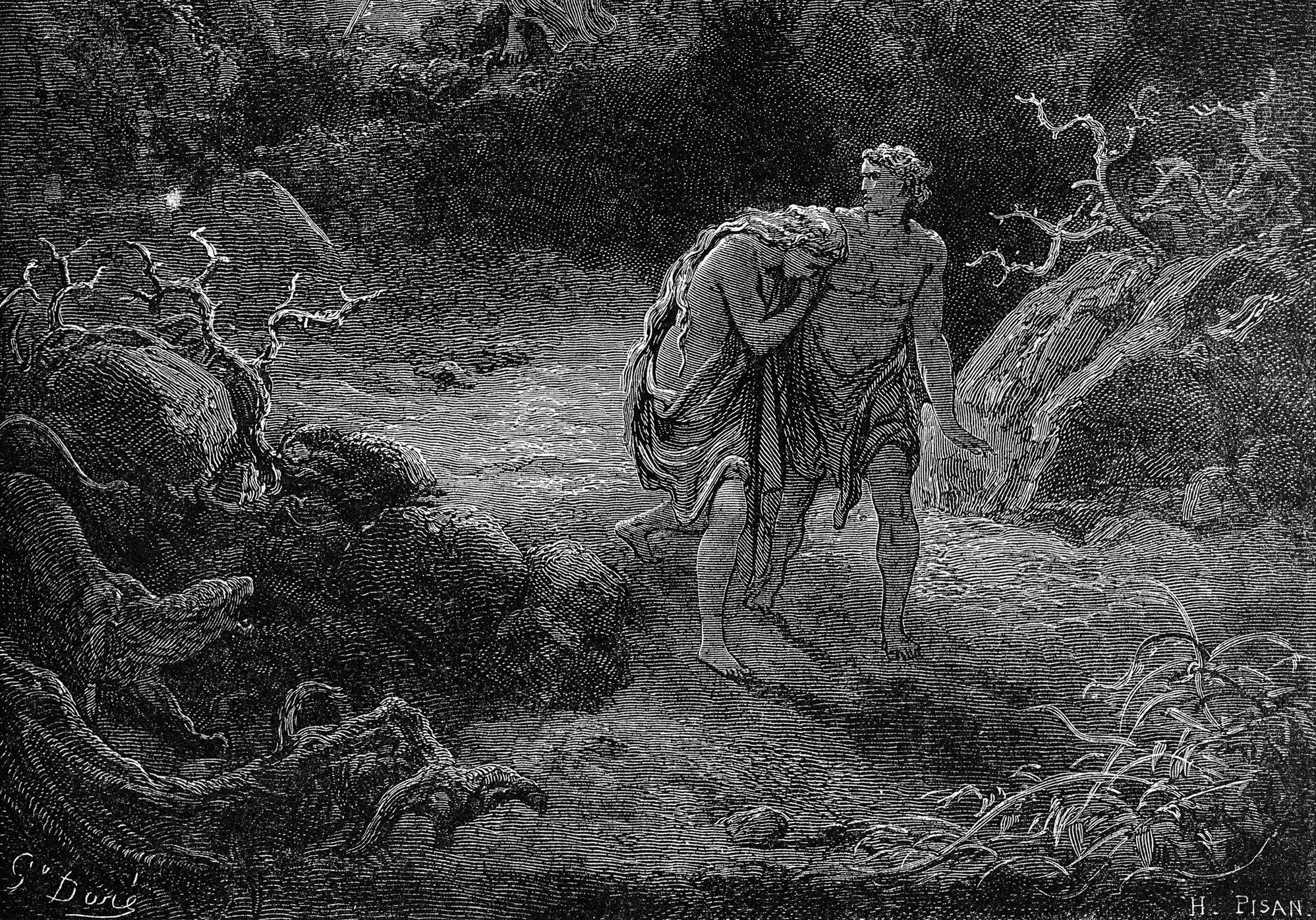 Гюстав Доре изгнание Адама и Евы из рая