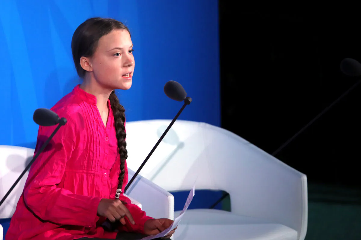 Greta Thunberg speaks at the United Nations (U.N.) where world leaders are holding a summit on climate change in New York City on Sept. 23, 2019. (Spencer Platt/Getty Images)