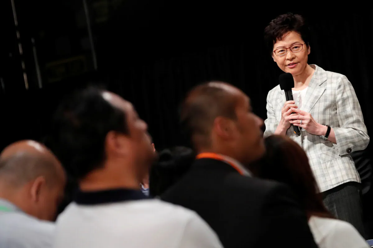 Hong Kong Chief Executive Carrie Lam attends the first community dialogue session in Hong Kong, China on Sept. 26, 2019. (Tyrone Siu/Reuters)