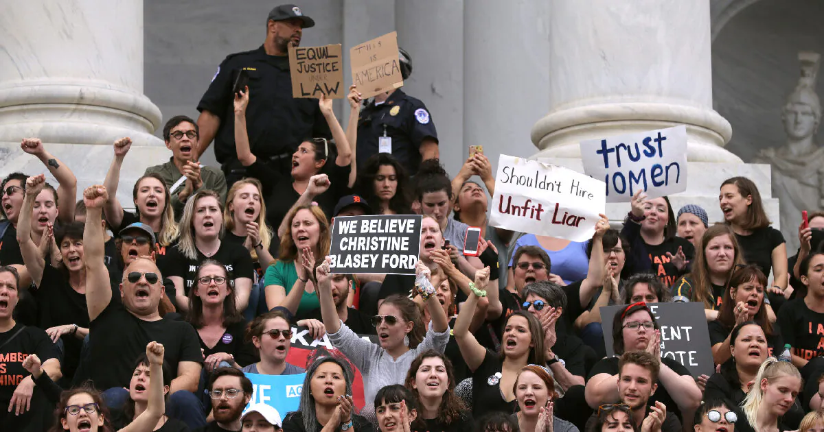 Hundreds of protesters occupy the center steps of the East Front of the U.S. Capitol after breaking through barricades to demonstrate against the confirmation of Supreme Court nominee Judge Brett Kavanaugh Oct. 06, 2018 in Washington.(Chip Somodevilla/Getty Images)
