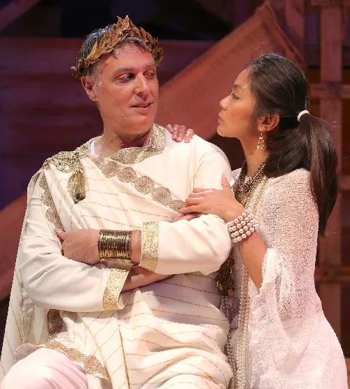 Robert Cuccioli and Teresa Avia Lim as Caesar and Cleopatra in a new spin on George Benard Shaw's play. (Carol Rosegg)