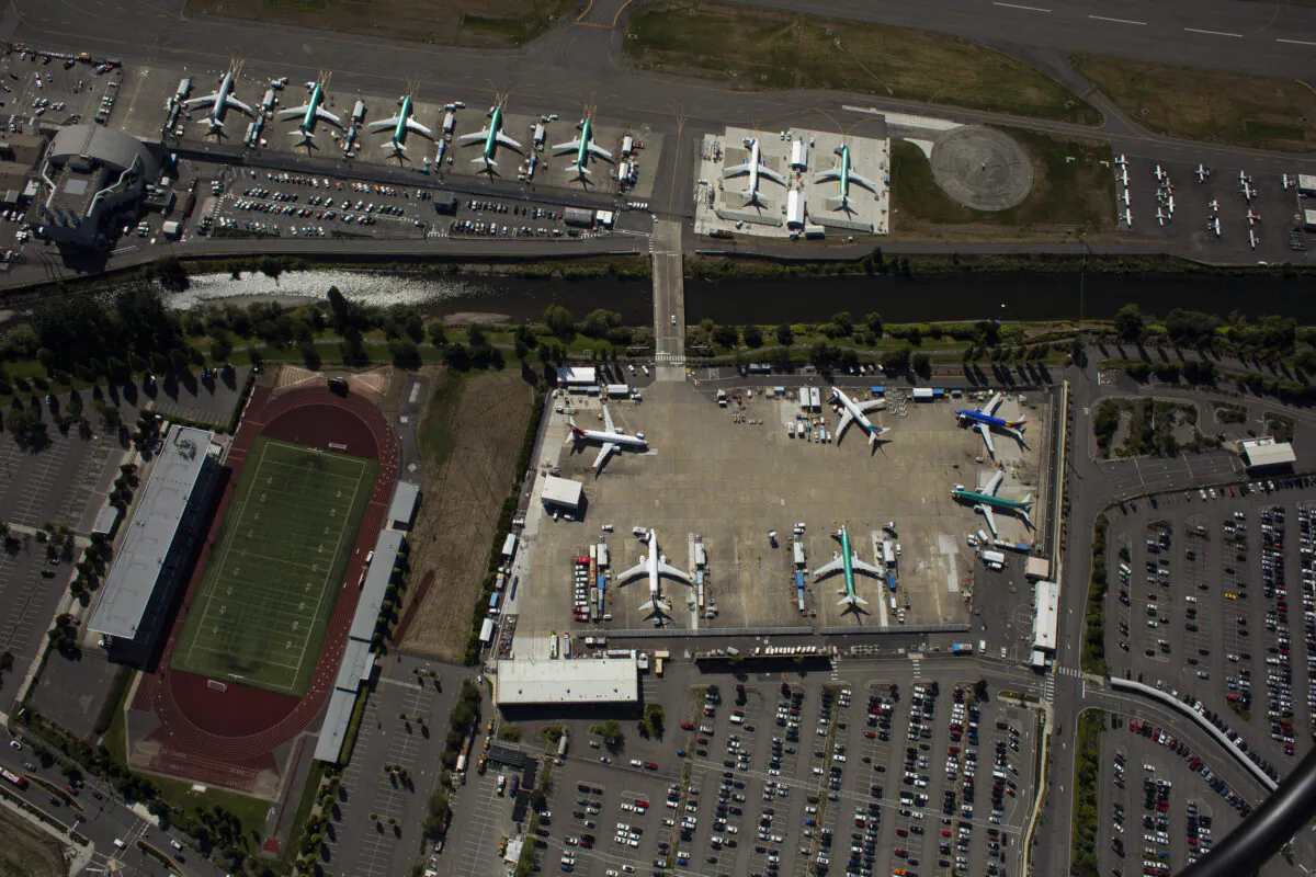 Boeing 737 MAX airplanes are seen parked for storage at a Boeing facility on Aug. 13, 2019 in Renton, Washington. (David Ryder/Getty Images)