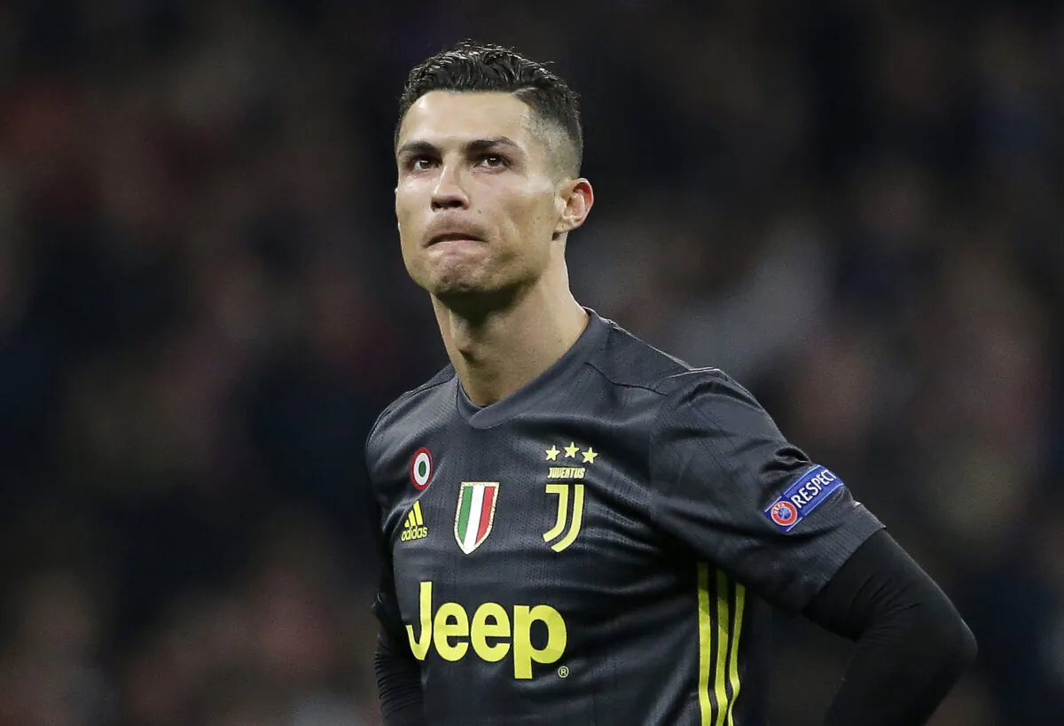 Cristiano Ronaldo of Juventus looks dejected during the UEFA Champions League Round of 16 First Leg match between Club Atletico de Madrid and Juventus at Estadio Wanda Metropolitano in Madrid, Spain, on Feb. 20, 2019. (Gonzalo Arroyo Moreno/Getty Images)