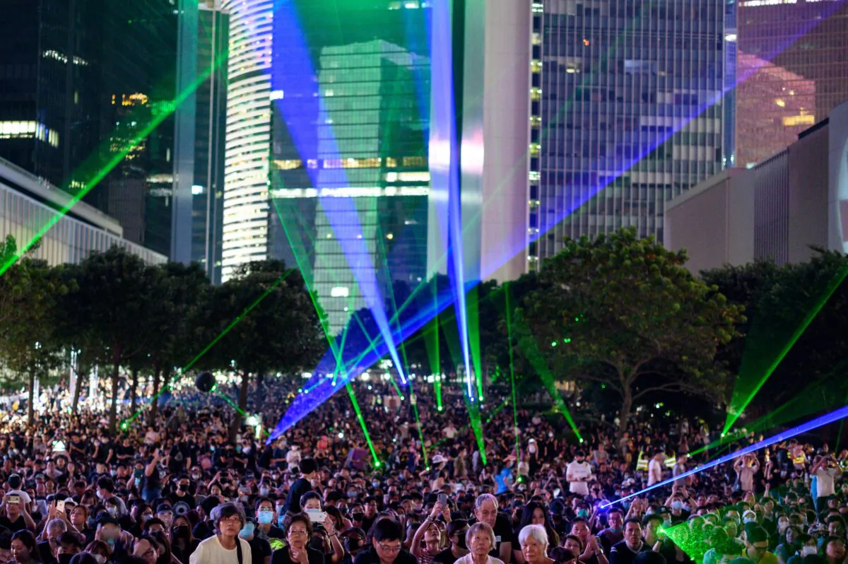 People attend a rally to mark the fifth anniversary of the "Umbrella Movement", in the Admiralty area of Hong Kong on Sept. 28, 2019. (Philip Fong/AFP/Getty Images)