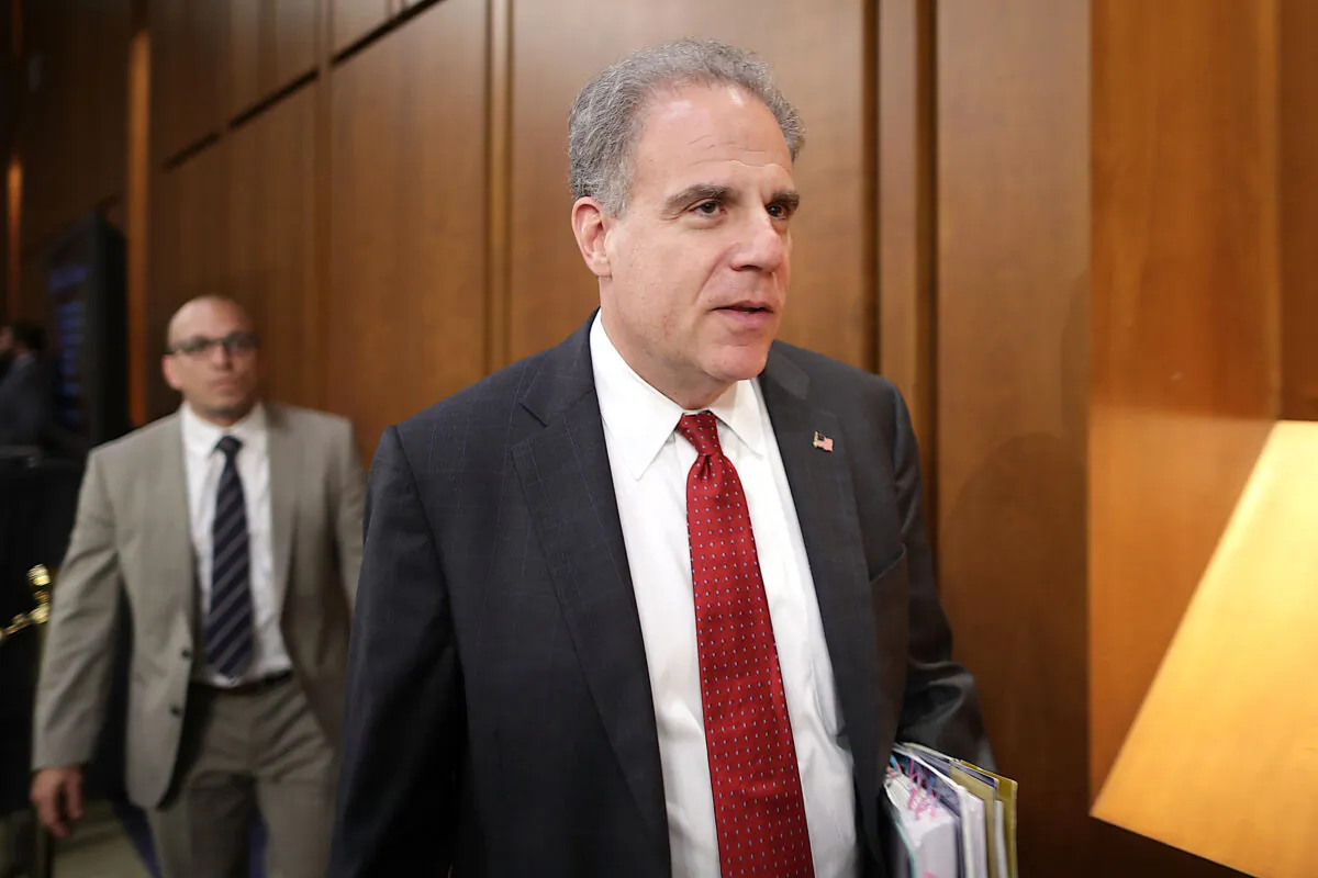 Justice Department Inspector General Michael Horowitz arrives before testifying to the Senate Judiciary Committee on June 18, 2018. (Chip Somodevilla/Getty Images)