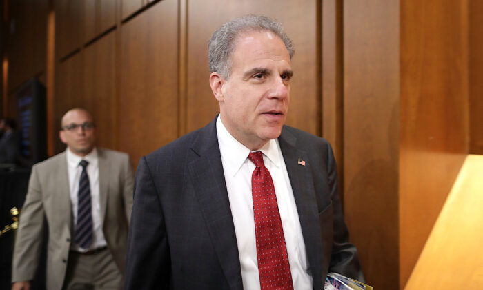 Justice Department Inspector General Michael Horowitz arrives before testifying to the Senate Judiciary Committee on June 18, 2018. (Chip Somodevilla/Getty Images)