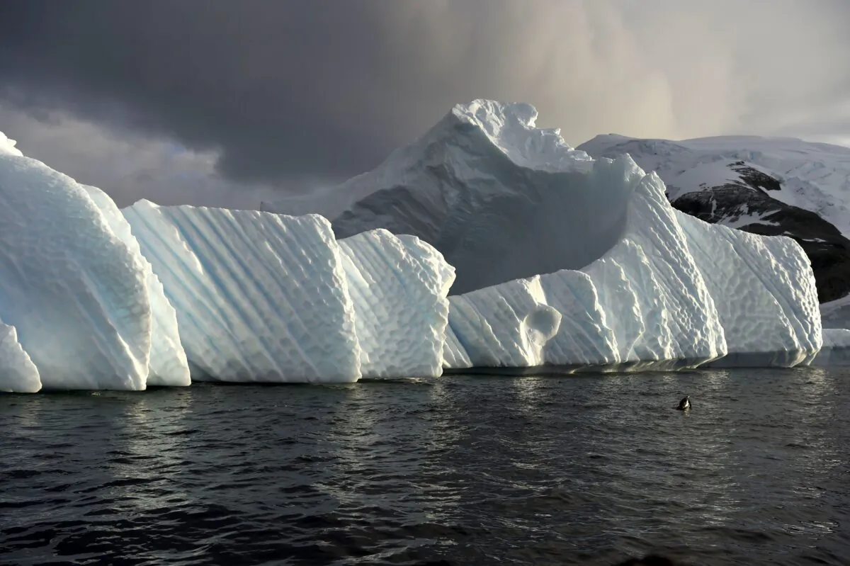 An iceberg is pictured in the western Antarctic peninsula, on March 04, 2016.  Like seals and whales, penguins eat krill, an inch-long shrimp-like crustacean that forms the basis of the Southern Ocean food chain. But penguin-watchers say the krill are getting scarcer in the western Antarctic peninsula, under threat from climate change and fishing.  / AFP / EITAN ABRAMOVICH        (Photo credit should read EITAN ABRAMOVICH/AFP/Getty Images)