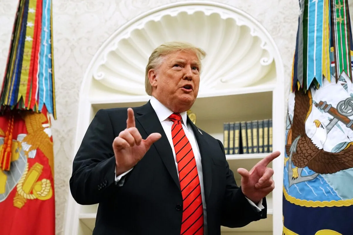 President Donald Trump pauses to answer a reporter’s question about a whistleblower at the White House in Washington on Sept. 30, 2019. (Chip Somodevilla/Getty Images)