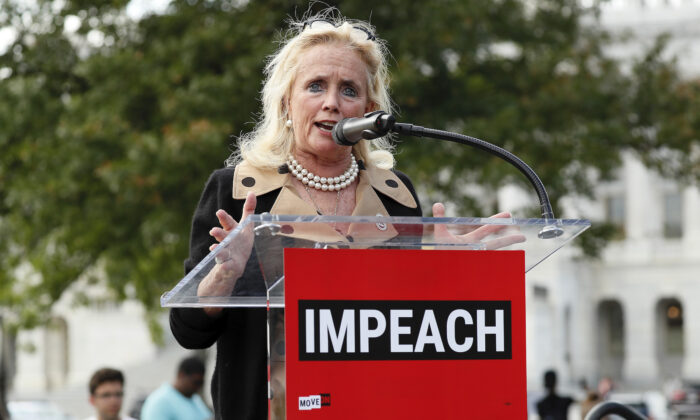 Rep. Debbie Dingell (D-Mich.) speaks at an Impeachment Now! rally in Washington on Sept. 26, 2019. (Paul Morigi/Getty Images for MoveOn Political Action)