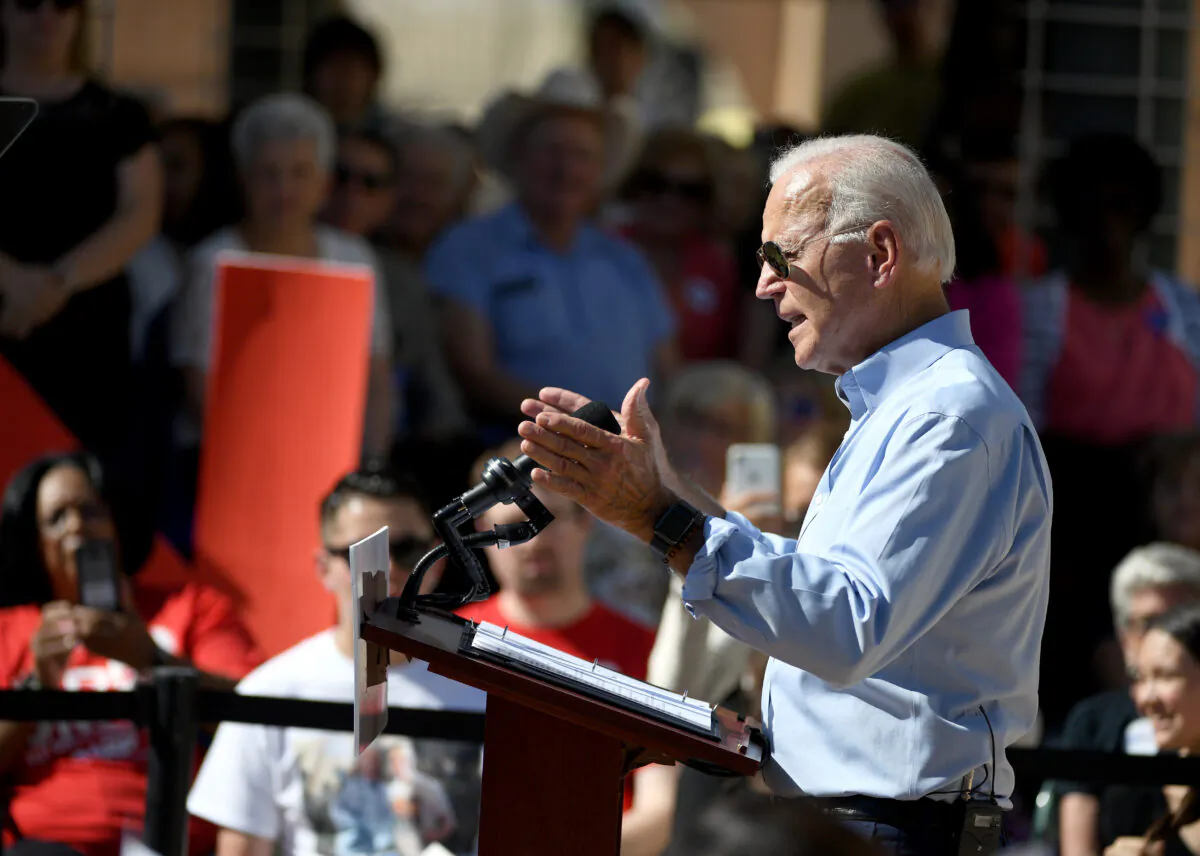 Democratic presidential candidate and former Vice President Joe Biden speaks to voters at the East Las Vegas Community Center in Las Vegas, Nevada on Sept. 27, 2019. (Photo by Ethan Miller/Getty Images)
