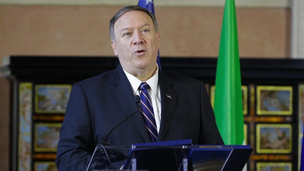Secretary of State, Mike Pompeo speaks after meeting Italian Foreign Minister Luigi Di Maio in Rome on Oct. 2, 2019. (Andrew Medichini/AP Photo)