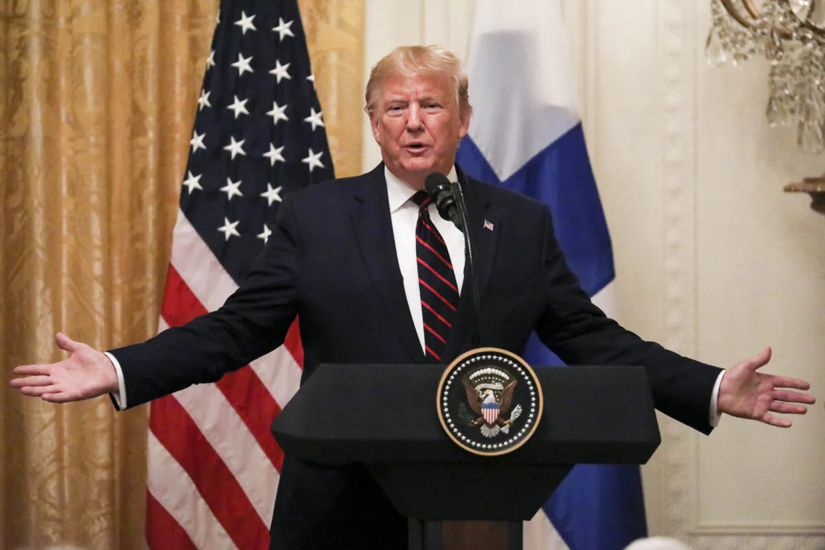 President Donald Trump at a press conference in the East Room of the White House in Washington, D.C. on Oct. 2, 2019. (Charlotte Cuthbertson/The Epoch Times)