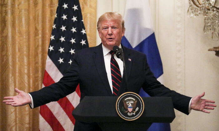 President Donald Trump at a press conference in the East Room of the White House in Washington, D.C. on Oct. 2, 2019. (Charlotte Cuthbertson/The Epoch Times)