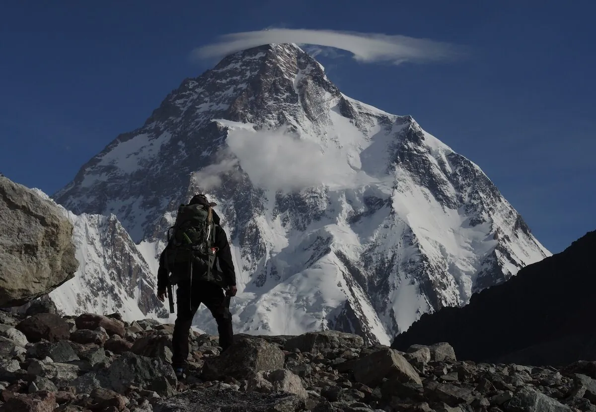 Adrian Hayes gazes at the world's second highest peak, K2. (Courtesy of Adrian Hayes)