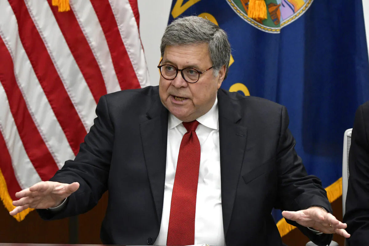 Attorney General William Barr in Topeka, Kansas, on Oct. 2, 2019. (Ed Zurga/Getty Images)