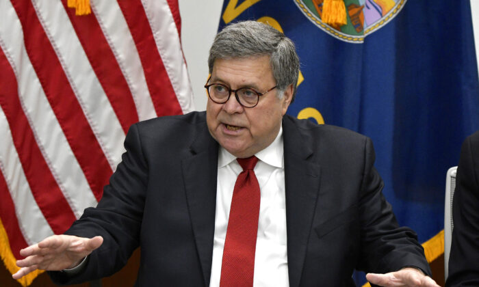 Attorney General William Barr in Topeka, Kansas, on Oct. 2, 2019. (Ed Zurga/Getty Images)