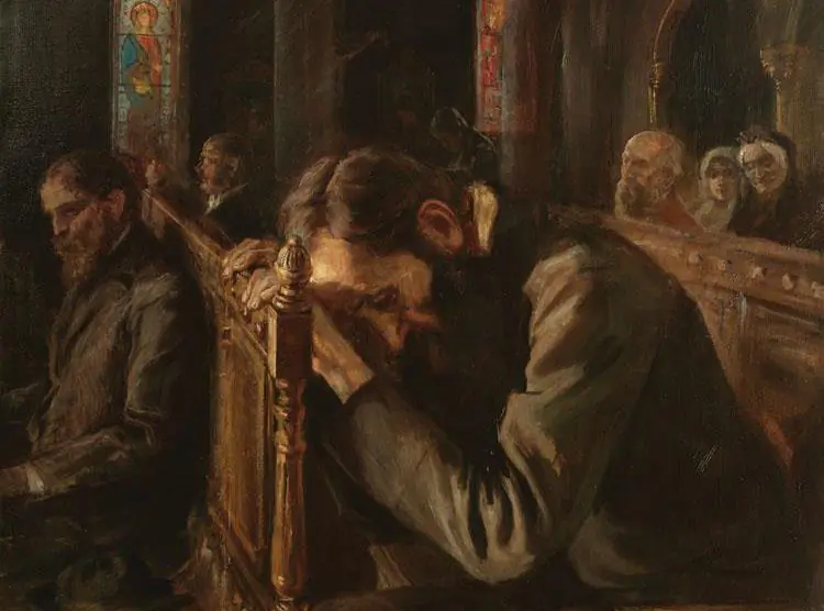 A detail from “Slavic Souls” (“Crime and Punishment”), 1900, by Nicolae Vermont. Private Collection. (Public Domain)