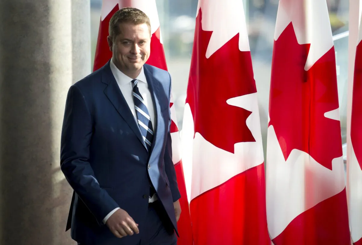 Conservative leader Andrew Scheer arrives for a morning announcement in Toronto on Oct. 1, 2019. (THE CANADIAN PRESS/Jonathan Hayward)

