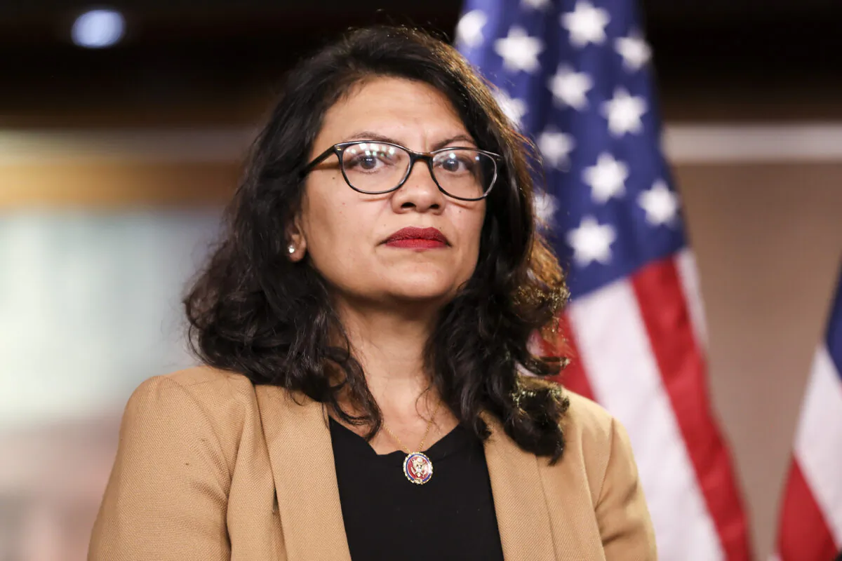 Rep. Rashida Tlaib (D-Mich.) at a press conference in Washington on July 15, 2019. (Holly Kellum/NTD)