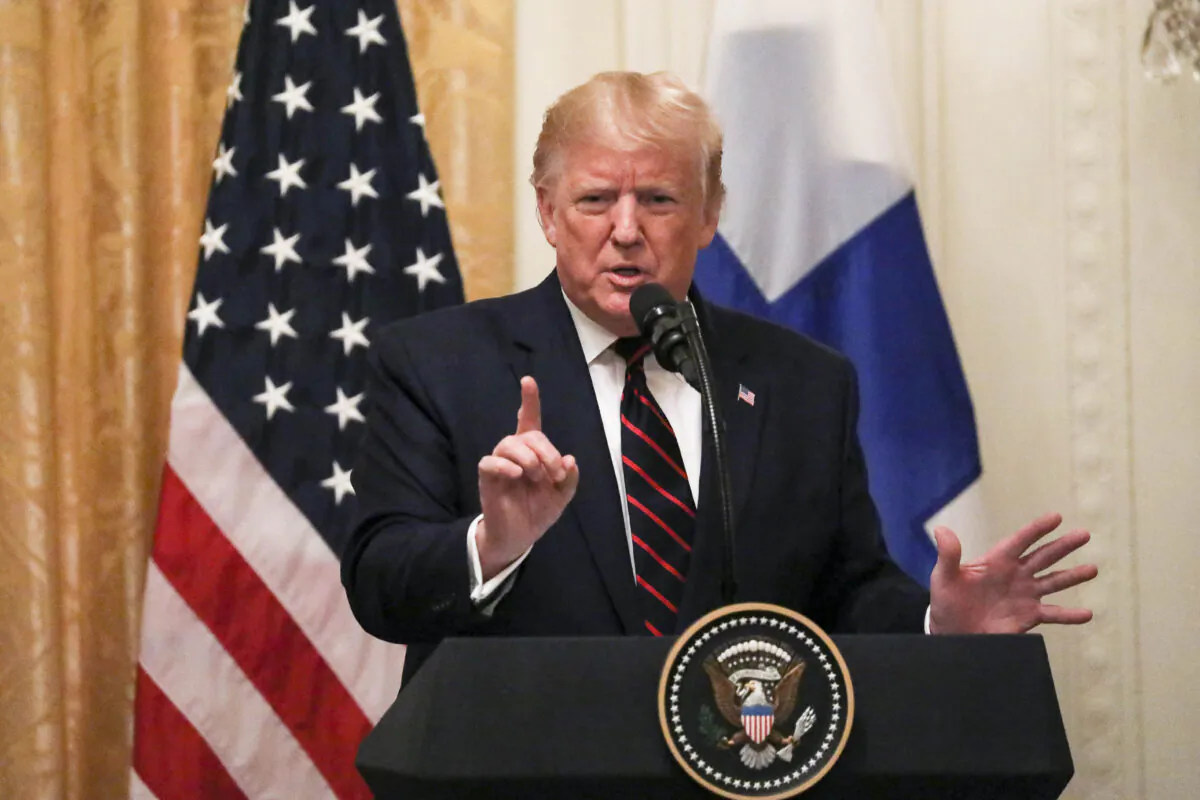 President Donald Trump at a press conference in the East Room of the White House in Washington on Oct. 2, 2019. (Charlotte Cuthbertson/The Epoch Times)