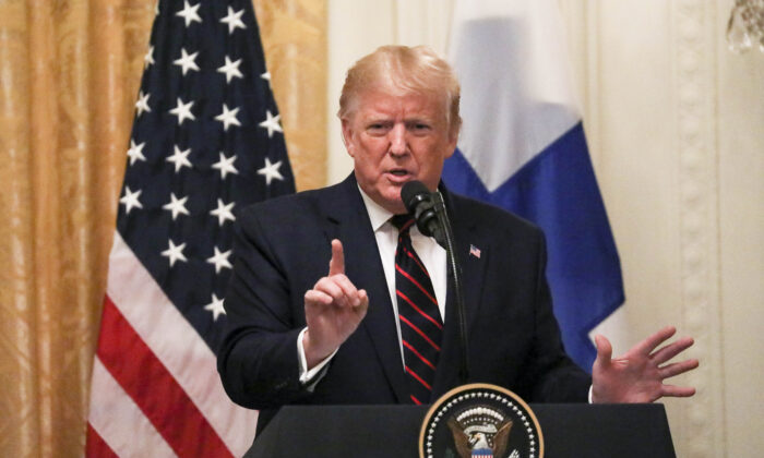 President Donald Trump at a press conference in the East Room of the White House in Washington on Oct. 2, 2019. (Charlotte Cuthbertson/The Epoch Times)