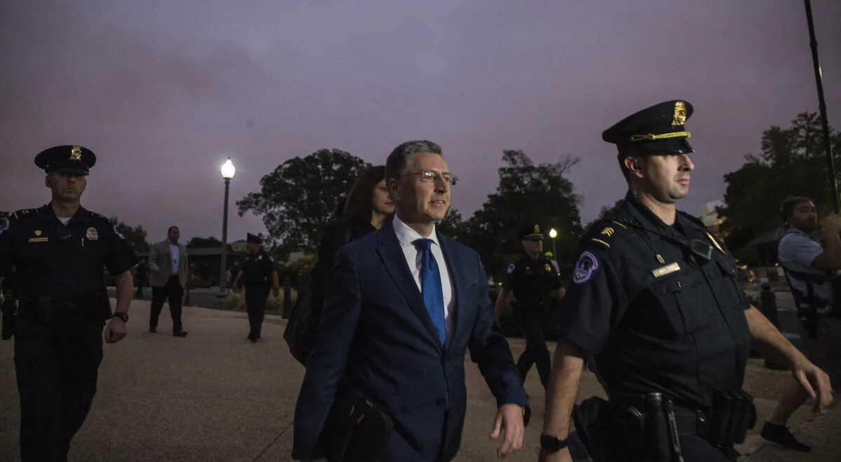 Former Special Envoy to Ukraine Kurt Volker departs following a closed-door deposition led by the House Intelligence Committee on Capitol Hill in Washington on Oct. 3, 2019. (Zach Gibson/Getty Images)
