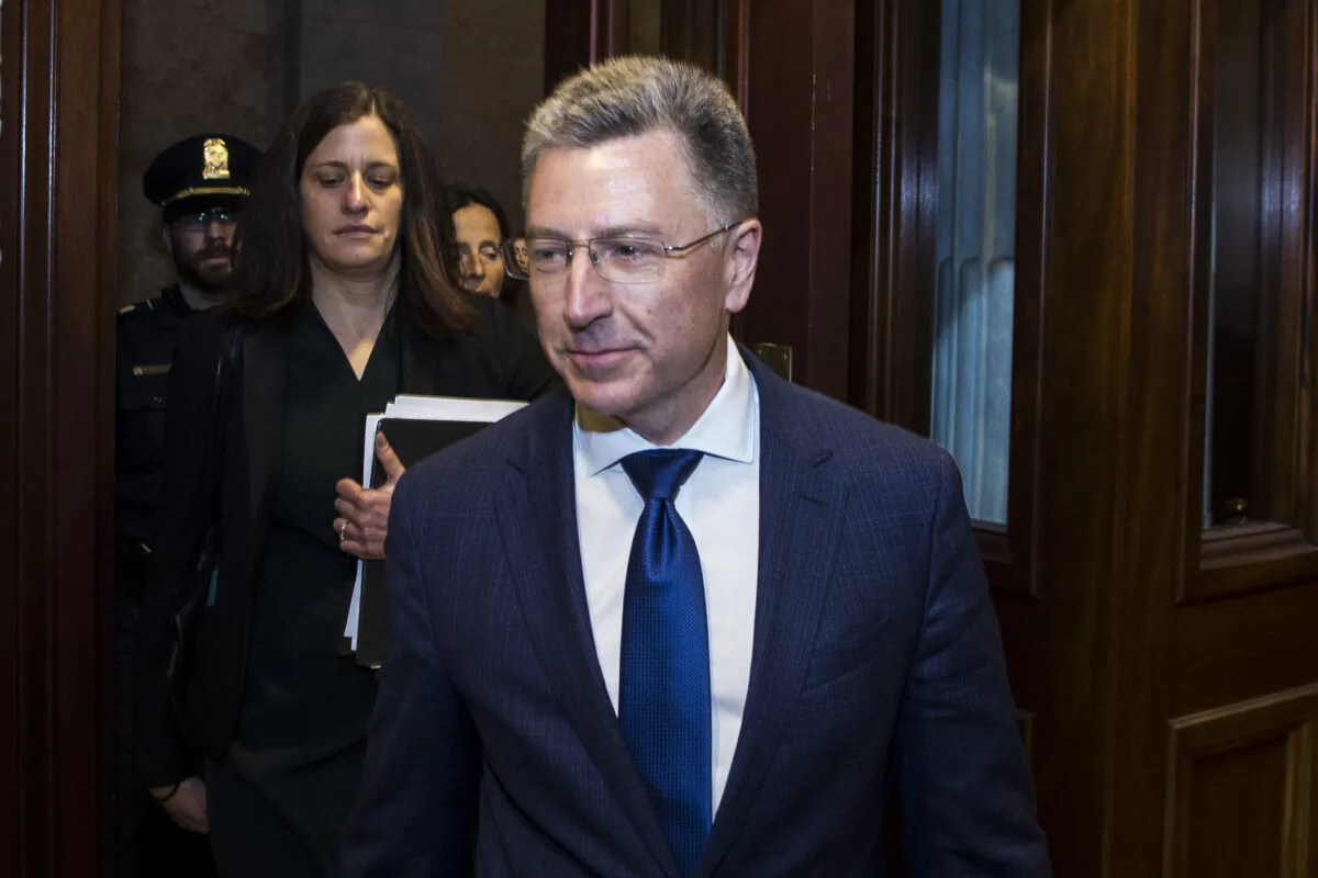 Former Special Envoy to Ukraine Kurt Volker departs following a closed-door deposition led by the House Intelligence Committee on Capitol Hill in Washington on Oct. 3, 2019. Volker resigned from his position on Sept. 27. (Zach Gibson/Getty Images)