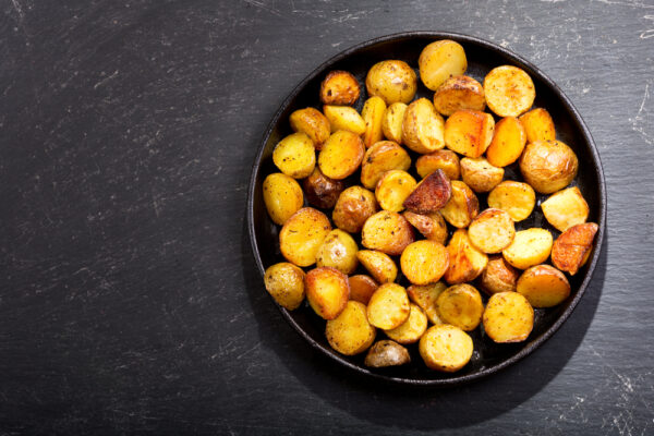 pan of roasted potatoes