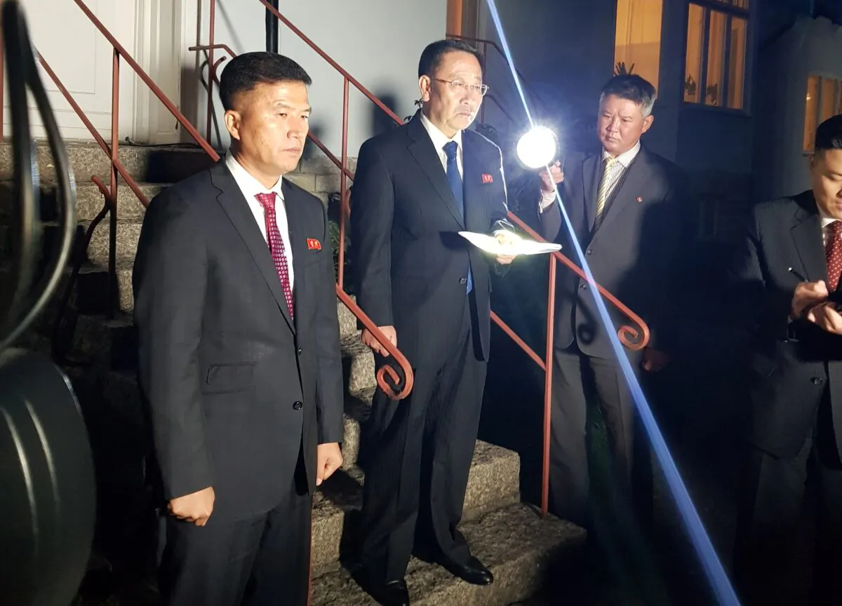 North Korea's chief nuclear negotiator Kim Myong Gil is seen outside the North Korean embassy in Stockholm, Sweden on Oct. 5, 2019. (Philip O'Connor/Reuters)