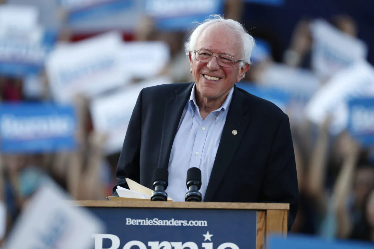 Democratic presidential candidate Sen. Bernie Sanders (I-Vt.) speaks during a rally at a campaign stop, in Denver, on Sept. 9, 2019. (AP Photo/David Zalubowski, File)
