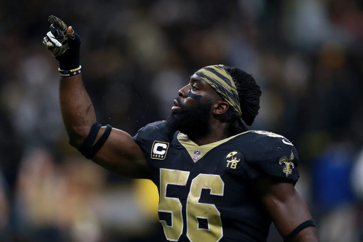 Demario Davis of the New Orleans Saints reacts after recovering a fumble during a game against the Pittsburgh Steelers in New Orleans, Louisiana, on Dec. 23, 2018. (Sean Gardner/Getty Images)