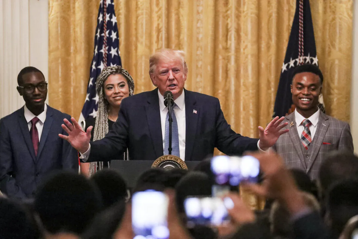 President Donald Trump at the Black Leadership Summit at the White House in Washington, on Oct. 4, 2019. (Charlotte Cuthbertson/The Epoch Times)