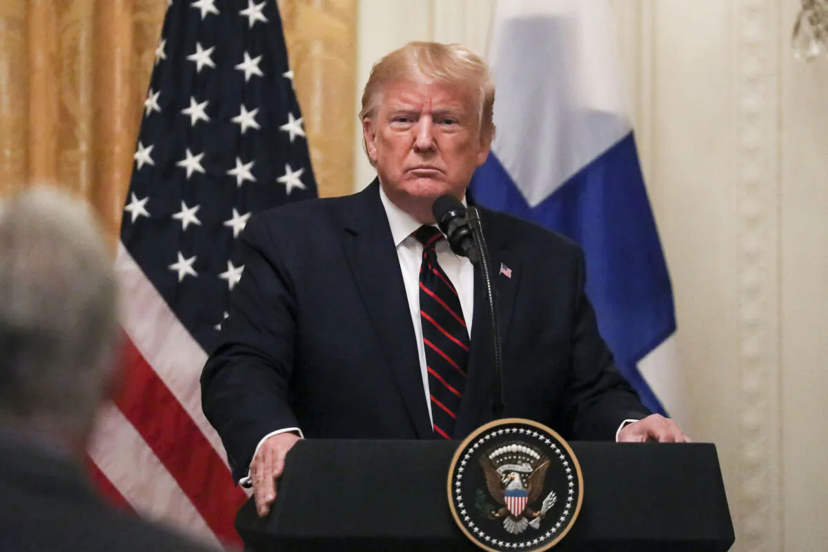 President Donald Trump at a press conference in the East Room of the White House in Washington on Oct. 2, 2019. (Charlotte Cuthbertson/The Epoch Times)