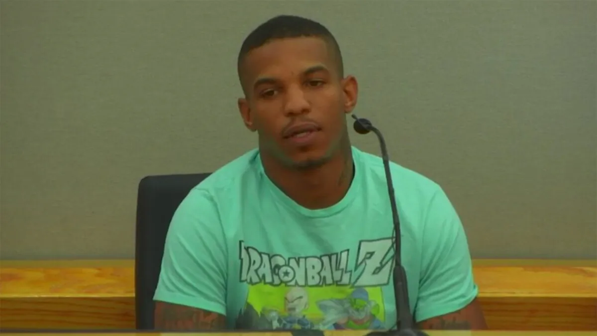 Joshua Brown teared up as he testified last month in the murder trial of a former Dallas police officer convicted of shooting and killing their neighbor in his own home. (Pool via CourtTV)
