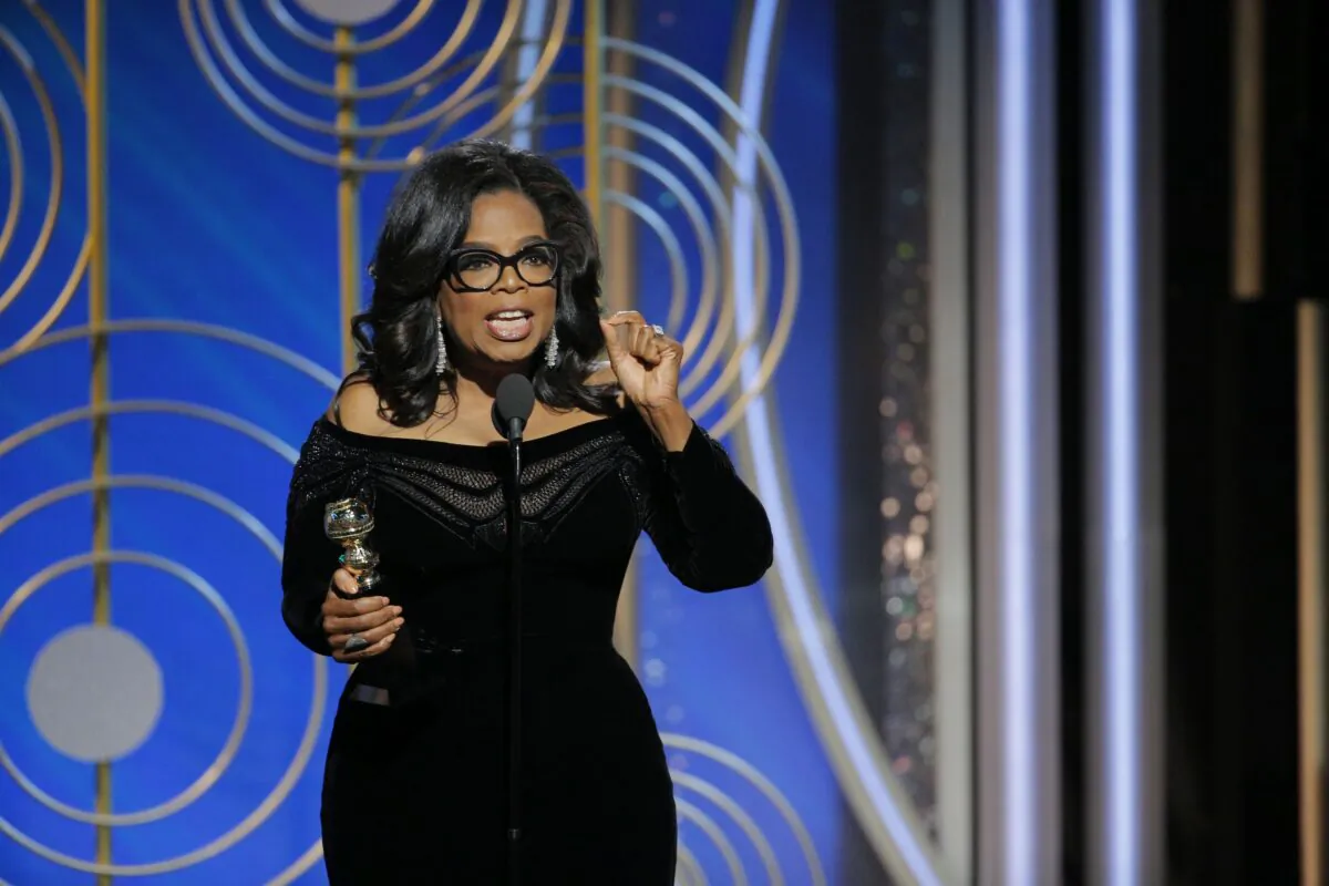 Oprah Winfrey accepts the 2018 Cecil B. DeMille Award during the 75th Annual Golden Globe Awards at The Beverly Hilton Hotel in Beverly Hills, Calif., on Jan. 7, 2018. (Paul Drinkwater/NBCUniversal via Getty Images)