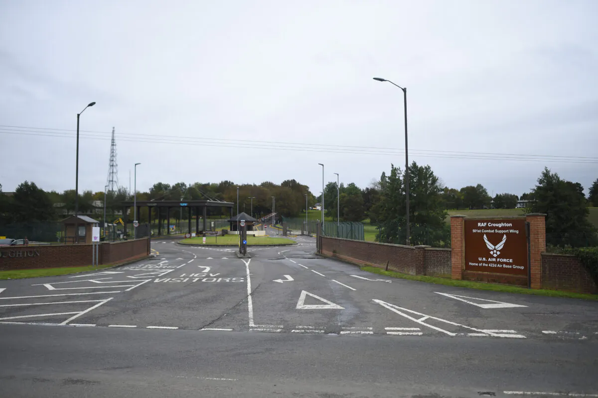 A general view of RAF Croughton near Brackley, England, on Oct. 7, 2019. A motorcyclist, Harry Dunn, 19, was killed in a collision with a car on Aug. 27 on the B4031 near RAF Croughton. (Peter Summers/Getty Images)