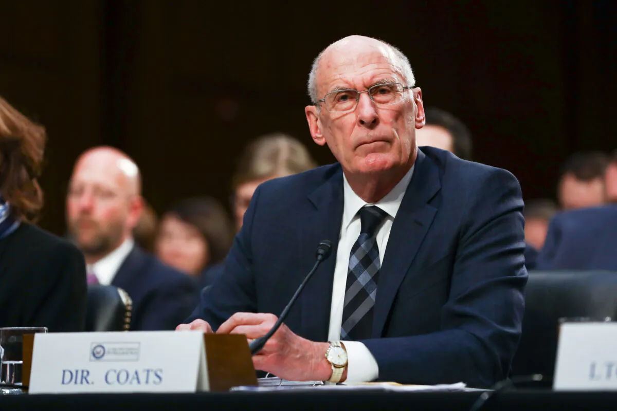 Director of National Intelligence Dan Coats testifies at a hearing in front of the Senate Intelligence Committee in Congress in Washington on Jan. 29, 2019. (Charlotte Cuthbertson/The Epoch Times)