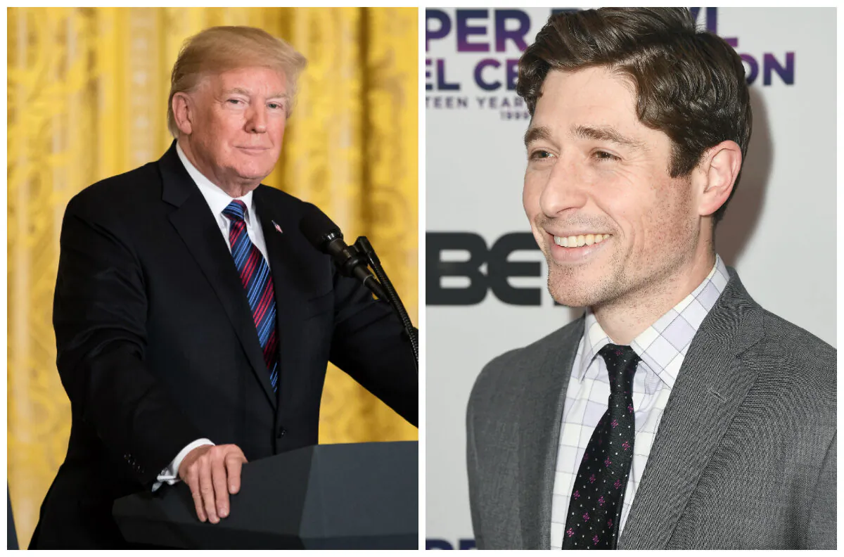 (L)-President Donald Trump at a press conference in a file photograph. (Samira Bouaou/The Epoch Times) (R)-Minneapolis Mayor Jacob Frey in a file photograph. (Frazer Harrison/Getty Images for BET)