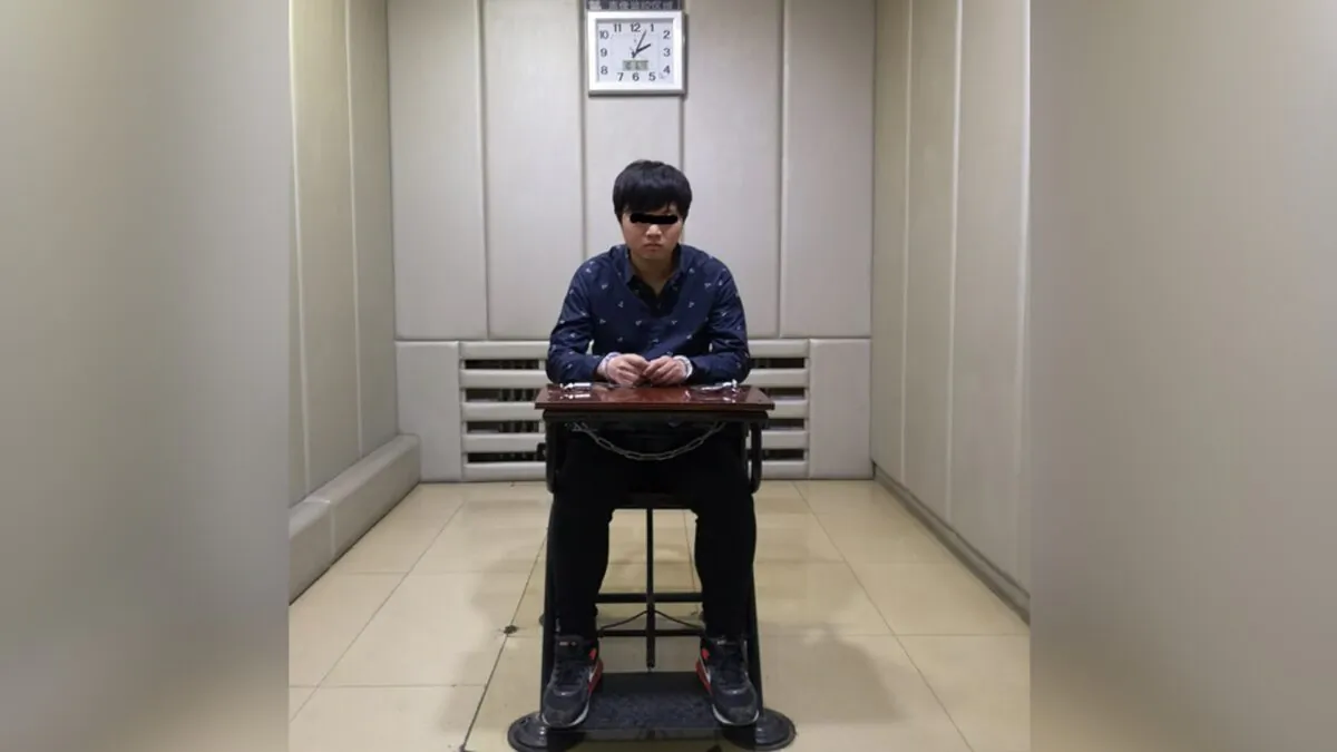 Wang Haoda, a Houston Rockets fan, in detention in Jilin, China on Oct. 7, 2019. (Weibo)
