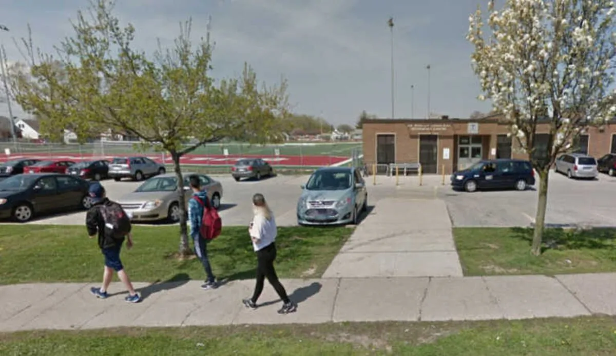 Devan Selvey, 14, has been identified as the teen who was stabbed outside the Sir Winston Churchill Secondary School in Hamilton, Ontario, on Monday. (Google Street View)